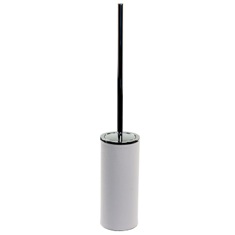 Toilet Brush Holder, Free Standing Made From Faux Leather in White Finish
